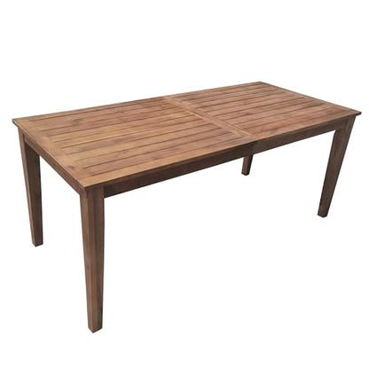 Hlcodca 7 Piece Patio Dining Table Set with Removable Cushion, Outdoor Acacia Wood Furniture Set for Garden, Backyard, Lawn, Poolside (A-Burly Wood)