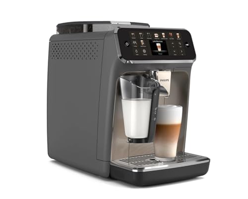 PHILIPS 5500 LatteGo Automatic Espresso Machine - 20 Coffee Varieties, Intuitive Touch Display, SilentBrew, 100% Ceramic Grinder, AquaClean Filter, Grey Chromed (EP5544/90) (Renewed)
