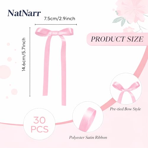 30 Pack Bow Cake Toppers Pink Ribbon Bows for Cake Coquette Themed Bow Cupcake Toppers Pink Bow Birthday Decorations for Baby Shower, Bridal, Engagement, Wedding, Bachelorette Party Decoration
