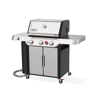 Weber Genesis S-335 Natural Gas Grill for Outdoor Cooking, 3 Burners and 1 Side Burner, Stainless Steel