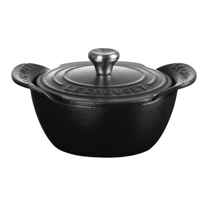 Le Creuset Enameled Cast Iron Gourmand Collection Set of 4 Mini Round Cocotte, .3 qt., Matte Black w/Stainless Steel Knob