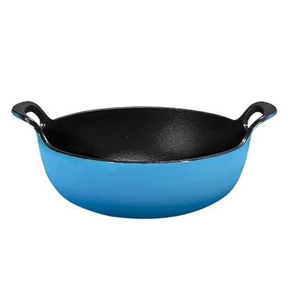 Bruntmor Enameled Cast Iron Balti Dish With Wide Loop Handles, 3 Quart |Premium Cookware for Baking, Coated Skillet Oven-Safe, Casserole Dish, Dutch Oven Pot, Bakeware (Grey, Small)