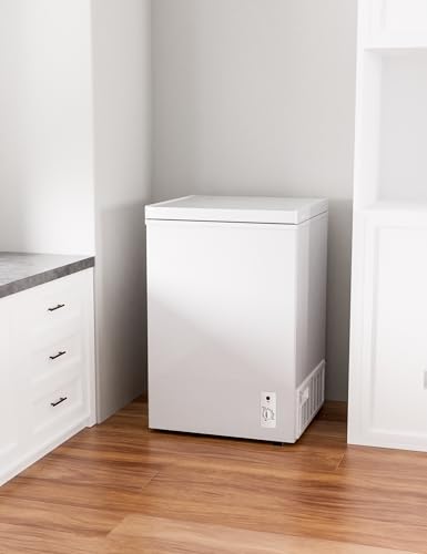 7.0 Cu Ft Chest Freezer - Energy Efficient & Quiet Mini Freezer with Adjustable Thermostat - Compact Deep Freezer for Home, Apartment, and Garage - Removable Basket & Defrost Drain