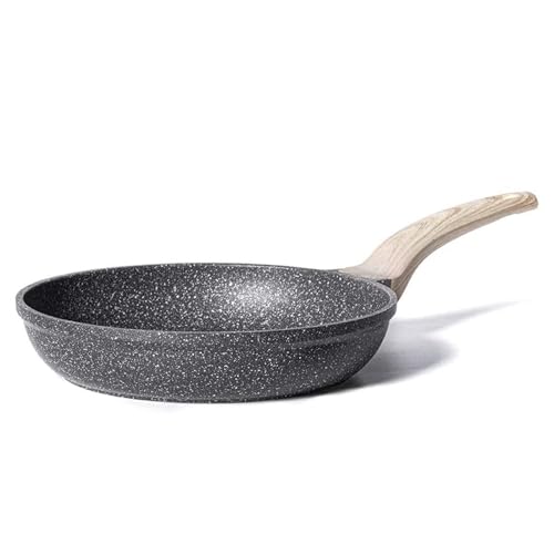 CAROTE Non Stick Frying Pan Skillet, Omelet Pan, Healthy Non Toxic Granite Chef Pan, Induction Compatible Egg Frying Pan with Heat-Resistant Handle, PFOA-Free,Black, 10"
