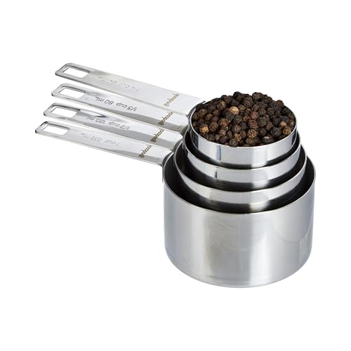 GoodCook Gourmet Measuring Cup Set, Stainless Steel 4-pc., 1/4, 1/3, 1/2, 1 Cup etched measurements