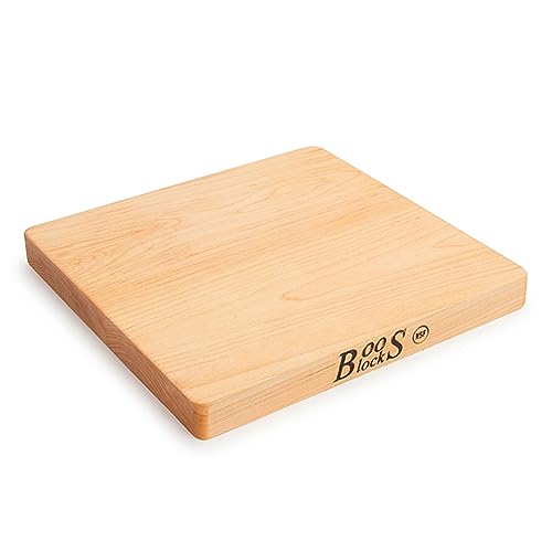 John Boos Boos Block Chop-N-Slice Series Reversible Wood Cutting Board with Eased Corners, 1-Inch Thickness, 10" x 10" x 1", Maple