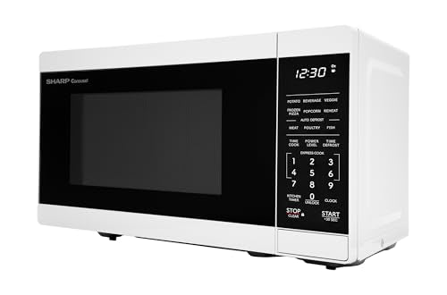 SHARP Compact Countertop Microwave Oven with Removable 10" Carousel Turntable, 700 Watt, 0.7 Cubic Feet, White