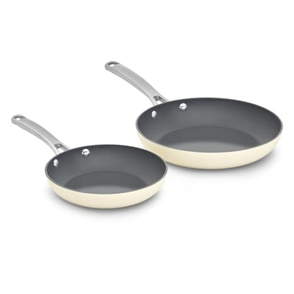 Calphalon Ceramic Nonstick 8 inch and 10 inch Frying Pan Set, Easy Cleanup Ceramic Pans for Searing, Sauteing, PFAS-Free Cookware, Dishwasher Safe, Oven Safe, Flour