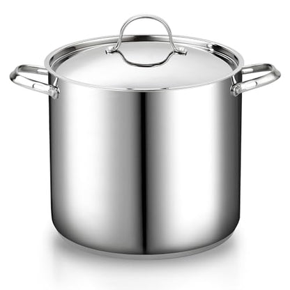 Cooks Standard Classic Stainless Steel Stock Pot with Lid, Large Cooking Pot for Pasta, Soup, Spaghetti, Oven Safe, Dishwasher Safe, Induction Compatible Cookware, 16-Quart