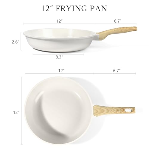 GiPP Ceramic Nonstick Frying Pan - 12 Inch Healthy Non-Toxic Non Stick Skillet Omelette Pans, Induction Compatible Chef Pan, PFAS & PFOA-Free, Dishwasher Safe, Stay Cool Handles