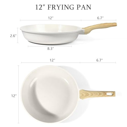 GiPP Ceramic Nonstick Frying Pan - 12 Inch Healthy Non-Toxic Non Stick Skillet Omelette Pans, Induction Compatible Chef Pan, PFAS & PFOA-Free, Dishwasher Safe, Stay Cool Handles