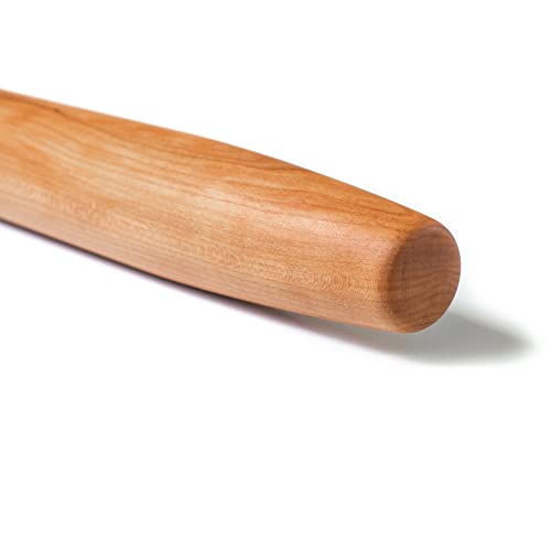 French Rolling Pin - 20” inch Tapered Rolling pin, French Style - Made in the USA with Pennsylvania Black Cherry Wood - Long Wooden Rolling Pin for Pizza, Pastry, and Pie Dough