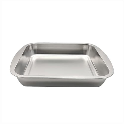 Fox Run Stainless Steel Roasting Pan, 16" x 13" Rectangular Oven Baking Pan