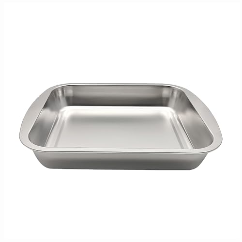 Fox Run Stainless Steel Roasting Pan, 16" x 13" Rectangular Oven Baking Pan