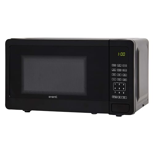 Avanti Microwave Oven 700-Watts Compact with 6 Pre Cooking Settings, Speed Defrost, Electronic Control Panel and Glass Turntable, 0.7-Cu.Ft., Black