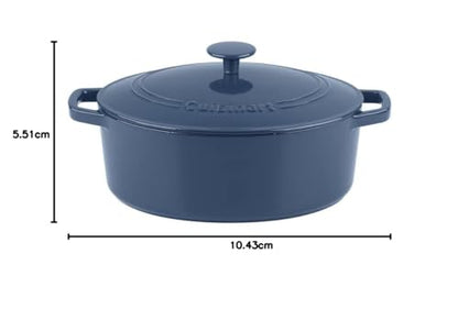 Cuisinart Chef's Classic Enameled Cast Iron Oval Covered Casserole (Provencial Blue, 5.5-Quart)