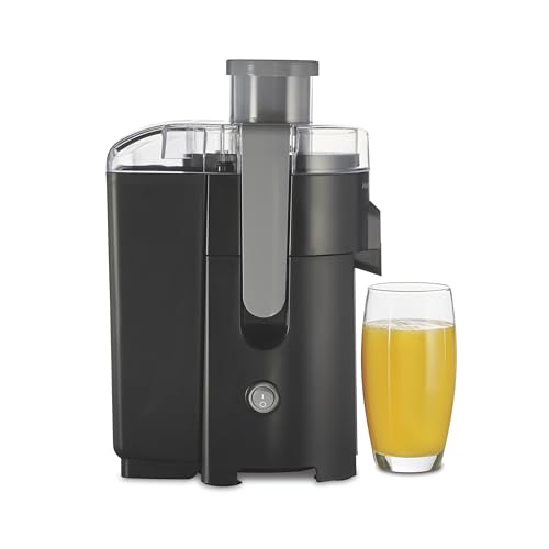 Hamilton Beach HealthSmart Juicer Machine, Compact Centrifugal Extractor, 2.4” Feed Chute for Fruits and Vegetables, Easy to Clean, BPA Free, 400W, Black and Gray (67502)