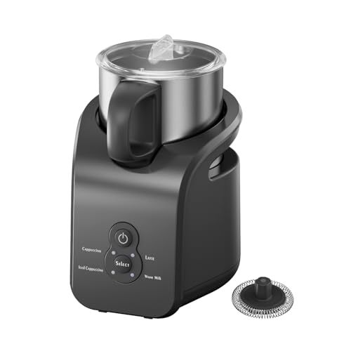4-in-1 Milk Frother - Electric Steamer, Automatic Warm & Cold Cappuccino Foam Maker, 12.5oz Milk Warmer for Latte, Macchiato, Stainless Steel
