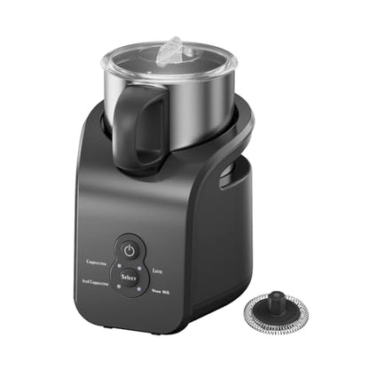 4-in-1 Milk Frother - Electric Steamer, Automatic Warm & Cold Cappuccino Foam Maker, 12.5oz Milk Warmer for Latte, Macchiato, Stainless Steel