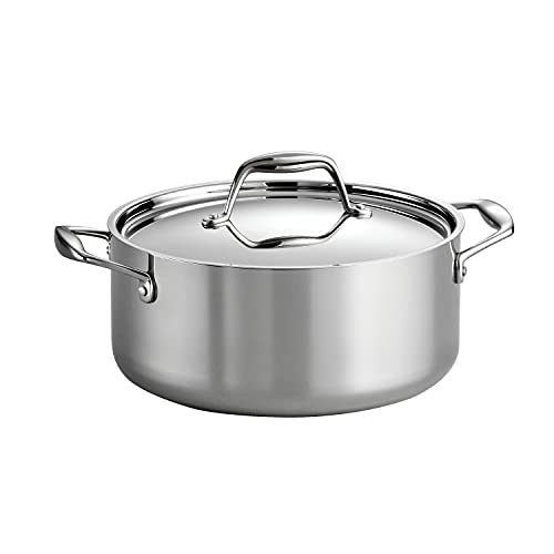 Tramontina Signature Tri-Ply Clad Stainless Steel 5-Quart Dutch Oven Pot with Lid, Induction-Ready, Dishwasher-Safe, NSF-Certified, Made in Brazil