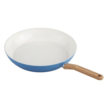 GoodCook Healthy Ceramic Titanium-Infused 12” Fry Pan, Light Blue – Induction Cookware, Nonstick Cooking Pan, Frying Pan Skillet for Eggs, Meats, Vegetables, Sauces, Warming Tortillas