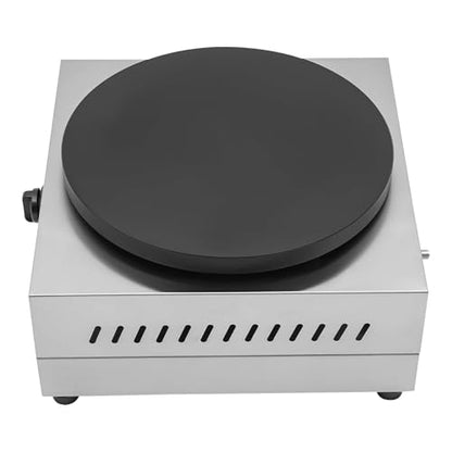 Commercial Crepe Maker Machine 16 inch Gas Pancake Cooker Crepe Pan Quesadilla Maker with Low Pressure Valve and Gas Hose