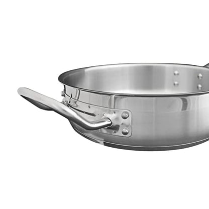 TrueCraftware- 7 Qt. Stainless Steel Sauté Pan with Lid and Welded Hollow Handle - Chef Cooking Pan Egg Pan Fry Omelet Sauté Pans Cookware NSF Certified
