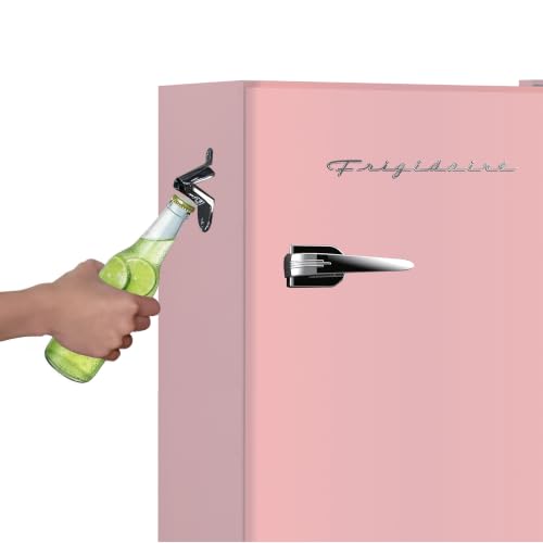 Frigidaire EFR376 Retro Bar Fridge Refrigerator with Side Bottle Opener, 3.2 cu. Ft, Pink/Coral