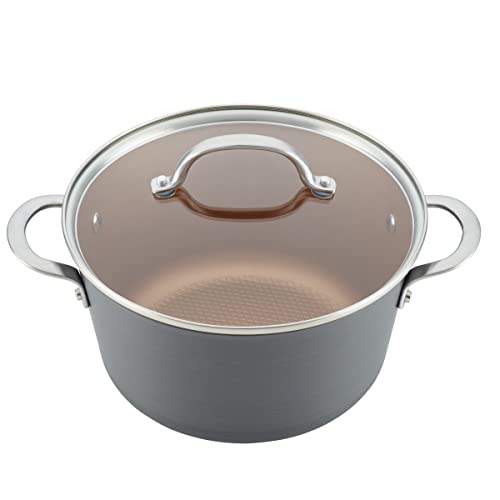 Ayesha Curry Kitchenware Ayesha Curry Home Collection Hard Anodized Nonstick Cookware Pots and Pans Set, 9 Piece, Charcoal Gray