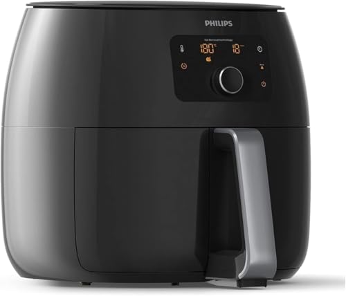 Philips Premium Airfryer XXL, Fat Removal Technology, 3lb/7qt, Rapid Air Technology, Digital Display, Keep Warm Mode, 5 Cooking Presets, HomeID App, Family Sized, Black (HD9650/96)