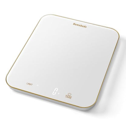 Homebuds 33lb Digital Food Scale Grams and Ounces in 1g, High Precision Assured by Kitchen Scale Professional Factory Since 2001, Gram Scale for Cooking and Baking, LED, 3*AAA, White by Golden Line