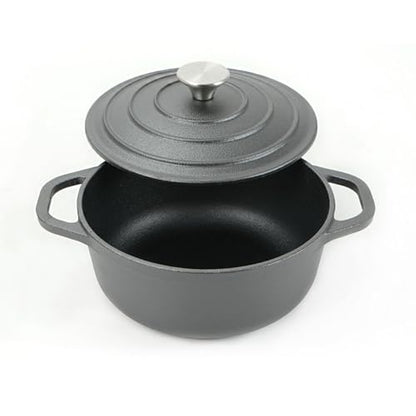 HAWOK Cast Iron Pre-seasoned Mini Dutch oven, Dia. 18 cm/7 inch, 1.5 Quart, with Silicone Bread Sling Black