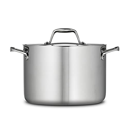 Tramontina Signature Tri-Ply Clad Stainless Steel 8-Quart Stock Pot with Lid, Induction-Ready Pasta Pot, Dishwasher-Safe, NSF-Certified, Made in Brazil