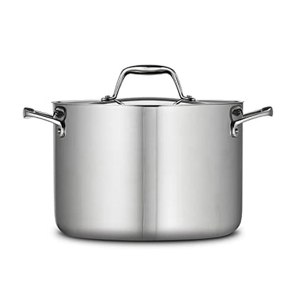 Tramontina Signature Tri-Ply Clad Stainless Steel 8-Quart Stock Pot with Lid, Induction-Ready Pasta Pot, Dishwasher-Safe, NSF-Certified, Made in Brazil