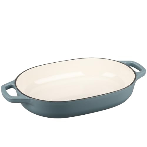 EDGING CASTING Enameled Cast Iron Oval Dutch Oven Pot with Lid, Dutch Oven for Sourdough Bread Baking, Bread Oven, Bread Dutch Oven, Oval Bread Pan, 7qt, Seasalt