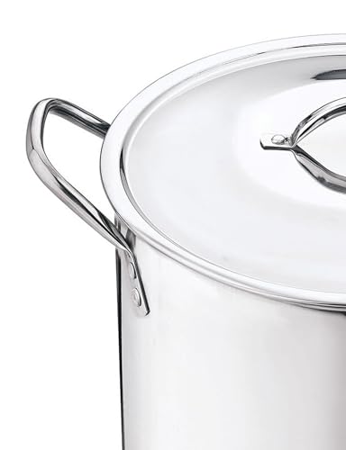 12-Qt Stainless Steel Stock Pot with Metal Lid, Heavy Duty Large Soup Pot for Canning, Seafood Boil, Pasta
