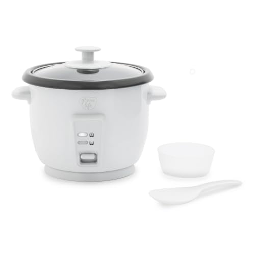 GreenLife Rice Cooker with Removable PFAS-Free Ceramic Nonstick Pot, 3-Cups Uncooked/6-Cups Cooked, Grains & Oatmeal Multicooker, Compact One-Switch Design, Auto Keep Warm, Easy Clean, White