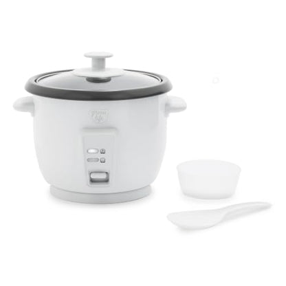 GreenLife Rice Cooker with Removable PFAS-Free Ceramic Nonstick Pot, 3-Cups Uncooked/6-Cups Cooked, Grains & Oatmeal Multicooker, Compact One-Switch Design, Auto Keep Warm, Easy Clean, White