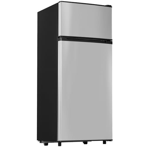 Manastin 4.5 Cu.Ft Mini Fridge with Freezer, 2-Door Small Refrigerator with 7-Level Adjustable Thermostat, Quiet Compact Fridge for Bedroom, Apartment, Dorm, Office 1-piece