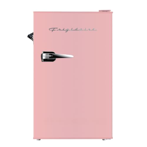 Frigidaire EFR376 Retro Bar Fridge Refrigerator with Side Bottle Opener, 3.2 cu. Ft, Pink/Coral