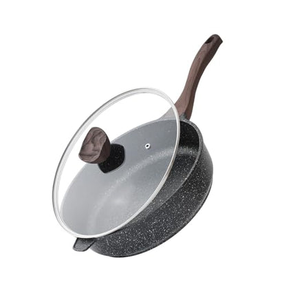 Kordisen Nonstick Deep Frying Pan with Lid, 10 Inch Non Stick Skillet, Saute Pan for Cooking, Healthy Induction Cookware, PFOA Free