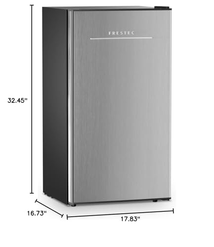 Frestec 3.2 Cu. Ft. Mini Fridge with Freezer Small Refrigerator, Mini fridge for Bedroom, Dorm, Single Door, Energy Saving, Low Noise, Mini Fridge for Office (Grey)
