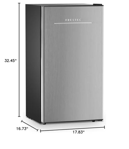 Frestec 3.2 Cu. Ft. Mini Fridge with Freezer Small Refrigerator, Mini fridge for Bedroom, Dorm, Single Door, Energy Saving, Low Noise, Mini Fridge for Office (Grey)