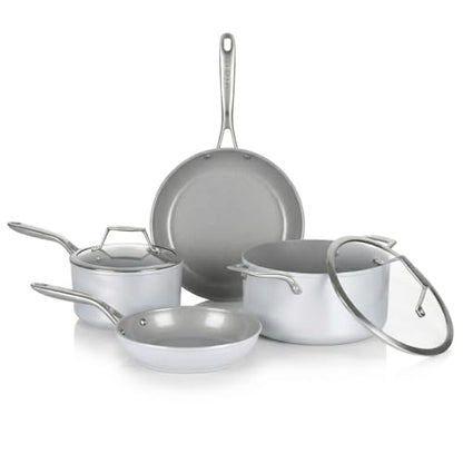 TECHEF - CeraTerra Collection Ceramic Nonstick Cookware Set (PTFE and PFOA Free Ceramic Exterior & Interior), Made in Korea, (6-Piece Set)