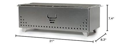 Portable Tabletop Charcoal Grill, YAK Grills Hibachi, 100% Stainless Steel, Grill at 750ºF, Patio, Balcony. 15”x7” Grilling Area. Includes Grate Handle & Carrying Case.