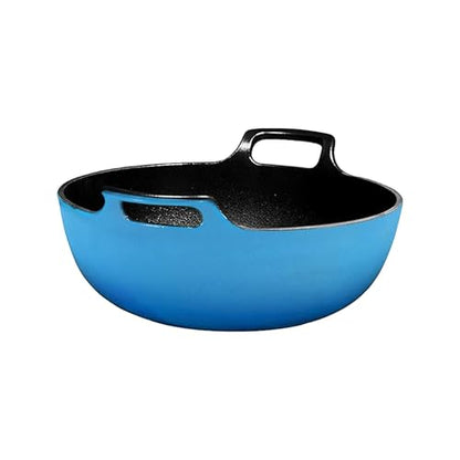 Bruntmor Enameled Cast Iron Balti Dish With Wide Loop Handles, 3 Quart |Premium Cookware for Baking, Coated Skillet Oven-Safe, Casserole Dish, Dutch Oven Pot, Bakeware (Grey, Small)