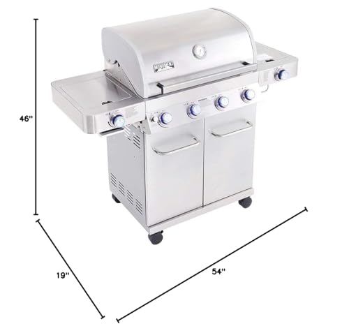 Monument Grills Larger 4-Burner Propane Gas Grills Stainless Steel with BBQ Cover(2 Items), Outdoor Use