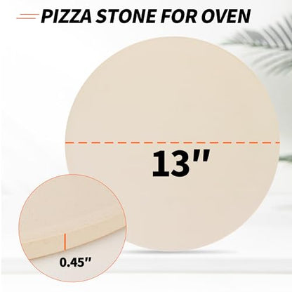 Round Pizza Stone for Oven, 13" Cooking Stone Compatible with Breville Smart Oven BOV800 BOV845, Cordierite Baking Stones for BBQ Grill, Pizza Stones BOV800PS Replacement for Breville Oven Accessories