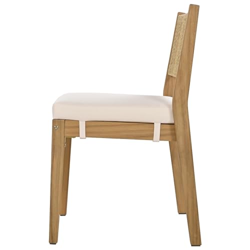 CKLMMC Modern 5 Pieces Patio Dining Table Set, Acacia Wood Dining Table and 4 Chairs,Outdoor Indoor Furniture Set for Garden, Backyard, Balcony (Beige)