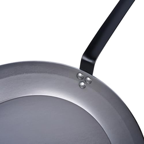 Restaurantware Met Lux 16 Inch Fry Pan, 1 No-Stick Frying Pan - Induction-Ready, Triple-Riveted, Silver Carbon Steel Cooking Skillet, Durable, For Searing, Sauteing, And Browning Food